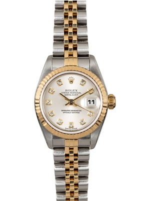 Rolex Lady Datejust 26 mm Women's Watch Silver Diamonds Dial