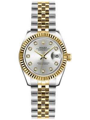 Rolex Lady-Datejust 26 mm Factory Silver Diamond Dial Jubilee