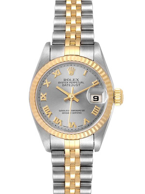 Rolex Watch Lady Datejust 18k Gold Steel Roman Numerals