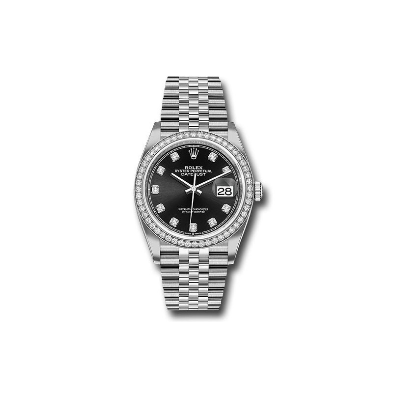 Rolex Datejust 16233 QS 36 Black Diamond Dial Watch