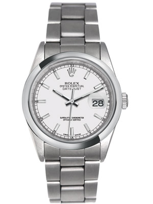 Rolex Oyster Datejust 36 mm Silver Luminova Dial 16200