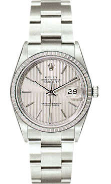 Preowned Rolex Tapestry Dial Oyster Band Datejust Fluted Bezel