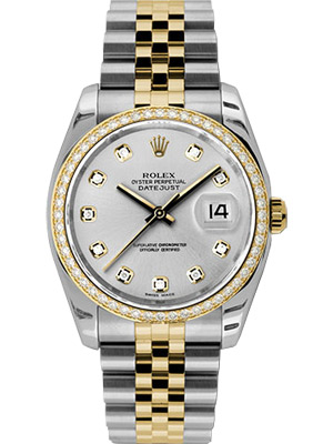 Rolex Oyster Perpetual Datejust Silver Dial Diamond Bezel