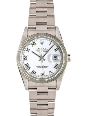 rolex datejust white face roman numerals