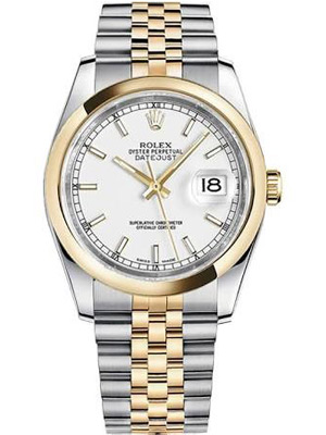 Rolex Two Tone Datejust With White Index Dial