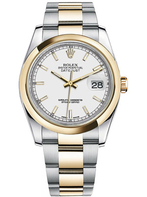 Men's Rolex Datejust White Dial 18 K Yellow Gold & Steel