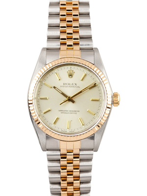 Pre-owned Rolex Datejust 14233 with Silver Oyster Dial and Two Tone Jubilee Band