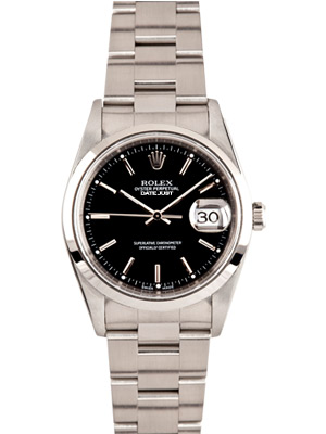 Rolex Watch 16200 Datejust Stainless Steel Black Dial