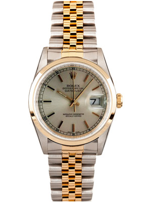 Rolex Datejust with Silver Dial, Jubilee Band and Smooth Bezel