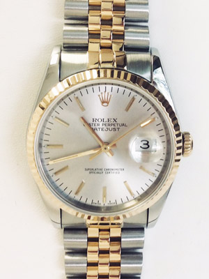 Rolex Oyster Perpetual 18K Gold & Steel Datejust Silver Dial