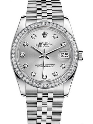 Rolex Datejust Silver Diamond Dial & Diamond Bezel