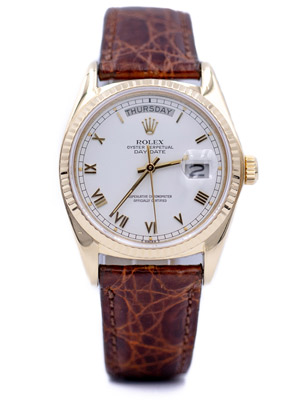 Pre-Owned Rolex Day Date Presidential 18038 18 K Gold White Dial