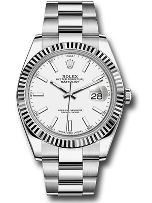 Rolex Datejust 41 mm White Gold Bezel White Dial 126334