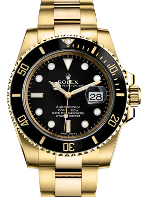 Rolex Gold Submariner Date 116618 Black