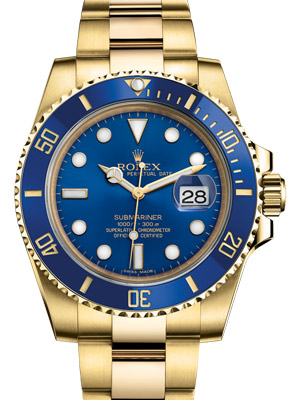 Rolex Gold Submariner Date 116618 Blue