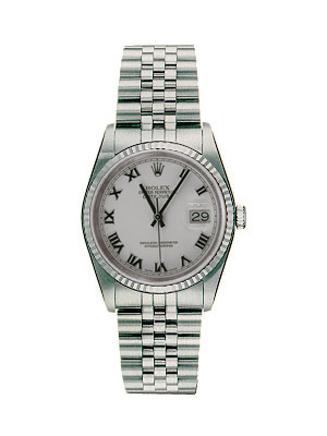 Rolex Datejust Jubilee Bracelet 18k Gold White Dial 16234