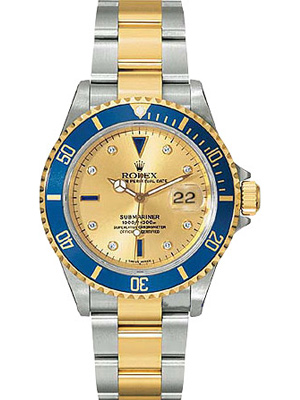 Rolex Submariner 16613 Serti Dial Blue Bezel