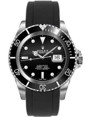 Rolex Submariner Black Dial Black Bezel. Swiss Everest Rubber Band