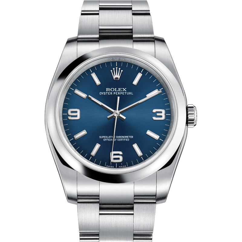 billede Nysgerrighed Adgang Rolex Oyster Perpetual Datejust 116000 Blue Dial 36 mm