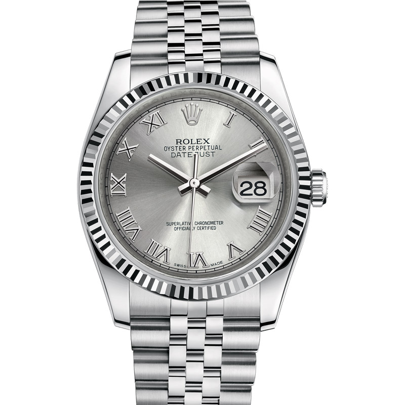 rolex datejust rhodium roman dial