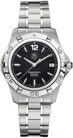 Tag Heuer Men s Aquaracer WAF 2110 Black Dial Date Steel Swim Proof